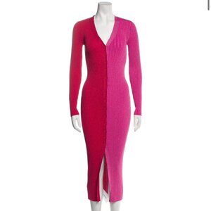 Staud Shoko Metallic Sweater Dress/Cardigan Pink